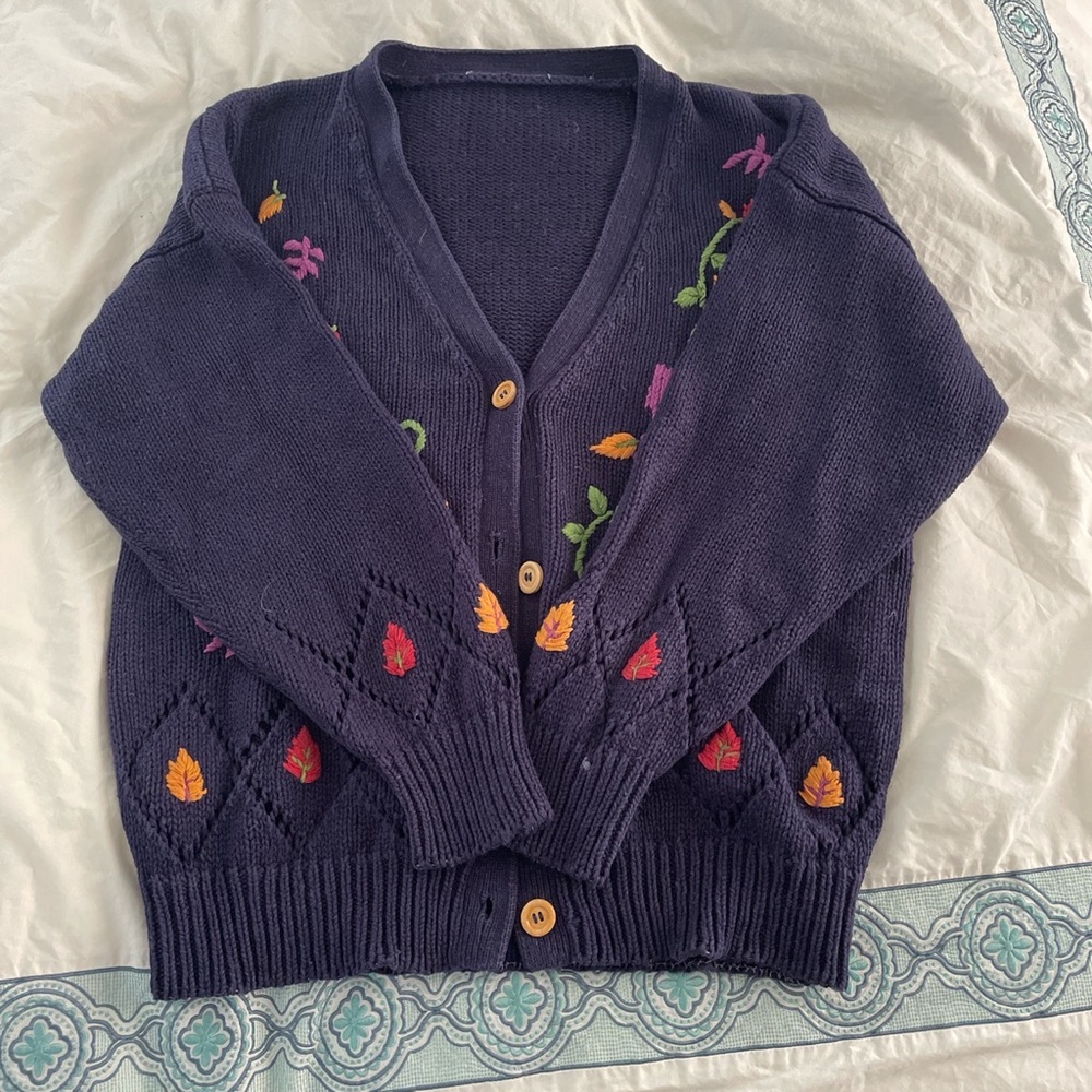 navy knit cardigan
